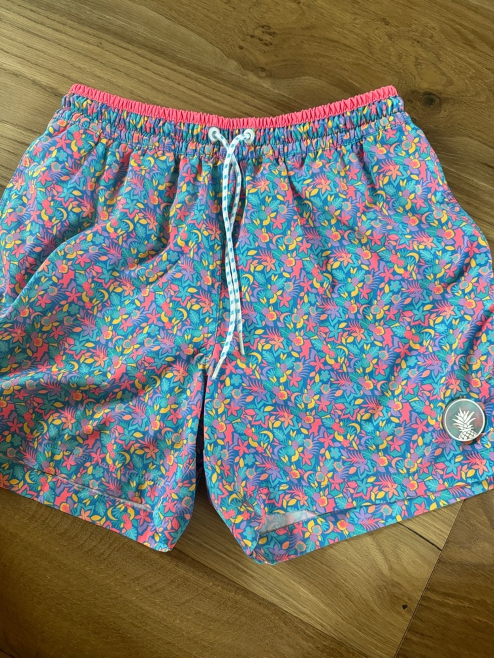 chubbies Men's Floral Swim Trunks in Turquoise, Pink, Yellow